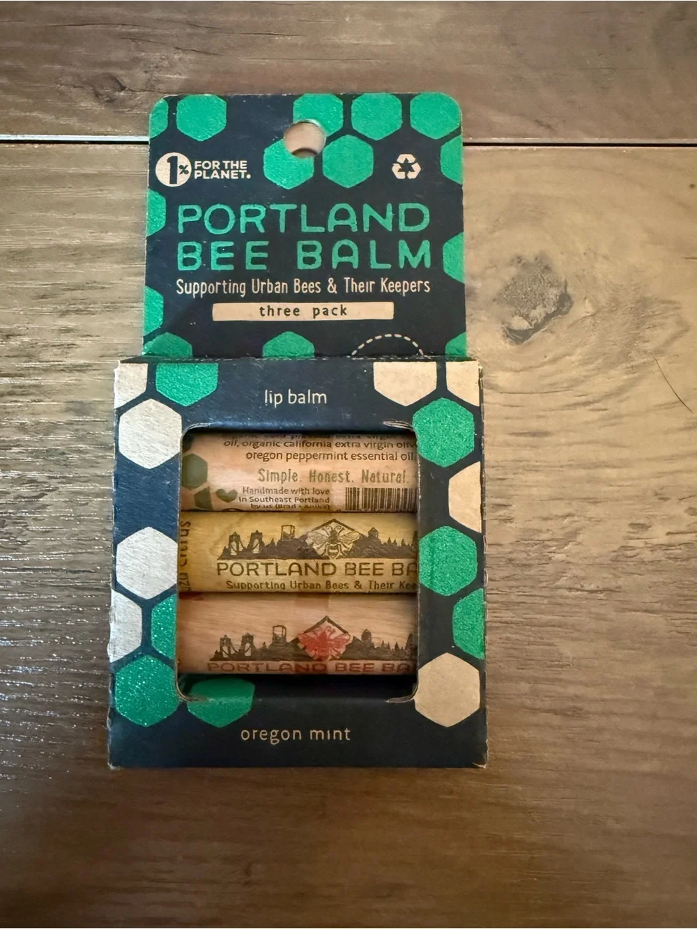 Oregon Mint Lip Balm Trio - Natural Green Packaging